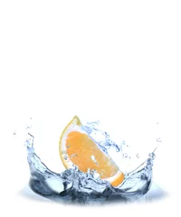Poster Fresh orange dropped into the water © Lukas Gojda