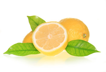 Fresh lemon isolated on white background