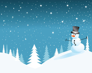 vector snowman card for christmas