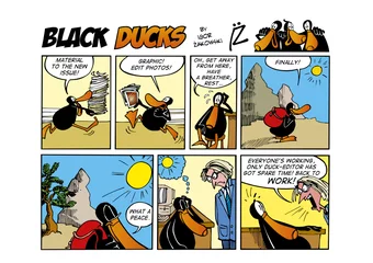 Abwaschbare Fototapete Comics Black Ducks Comic-Strip Folge 54