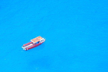 boat in deep blue water