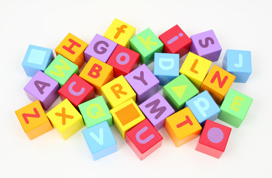 Colorful wooden blocks with letters