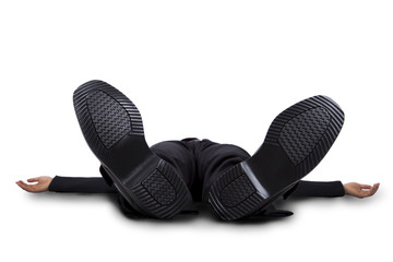businessman lay on the ground