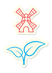 Windmill and Leaves Icons