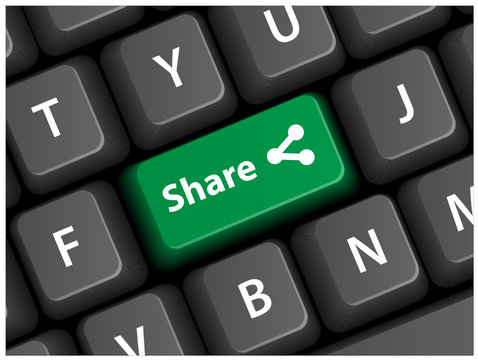 SHARE Key on Keyboard (Button Social Network With Friends Buzz)