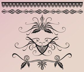 Collection of borders and floral elements