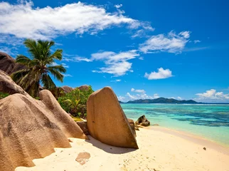 Crédence de cuisine en verre imprimé Plage tropicale Seascape view, Seychelles, La Digue island