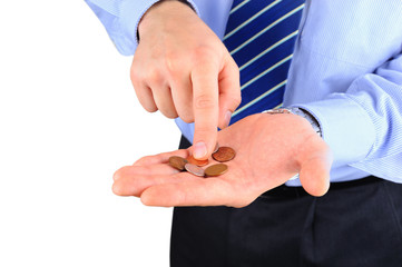 Disappointed businessman with empty pockets