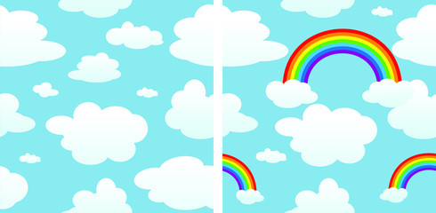 Two seamless consists of clouds and rainbow