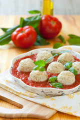 Chicken meatballs and tomato sauce