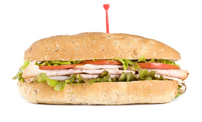Turkey Sandwich Isolated on White