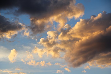 Stormy clouds and sunset