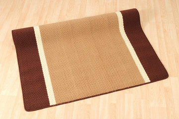 Carpet on hardwood floor.