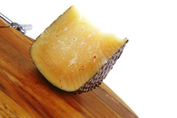 cheese on wooden board