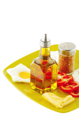 fried eggs and olive oil