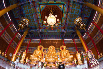 Super Wide Angle of three golden buddha