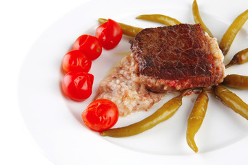 beef meat with yellow cheese