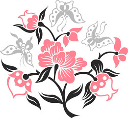 stylish flower and butterfly design