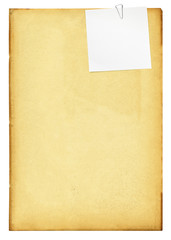Vintage paper with clip and note.
