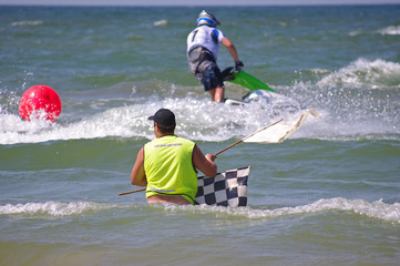 Water motorcycles competition and referee