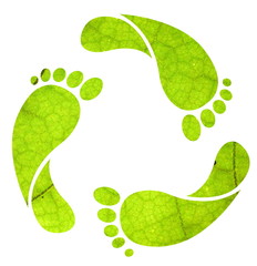 Footprint recycle sign isolated on white