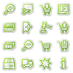 On-line shopping web icons, green sticker series