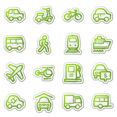 Transport web icons, green sticker series