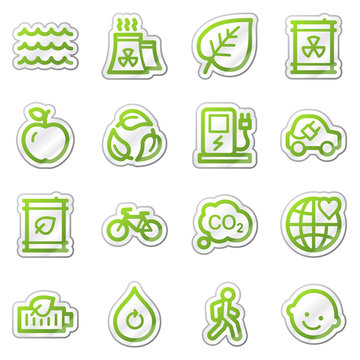 Ecology web icons set 2, green sticker series