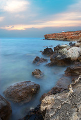 Deep blue storm on the sea.