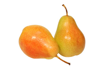 Two ripe pears isolated on a white background