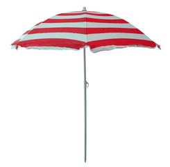 parasol de plage avec piquet, vacances soleil, fond blanc