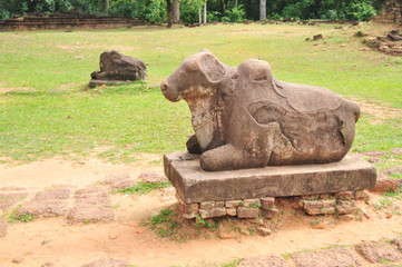 The bull - Nandi at Prasat Preah Ko, Siem Reap, Cambodia.