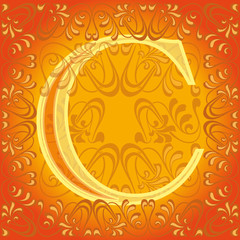 Letra c naranja, decorada