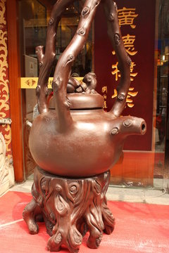 Decorative teapot at the entrance of Tea shop in Beijing, China