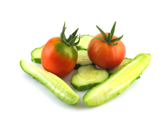 Cutted cucumber and tomatoes