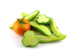 Cutted cucumber and tomato