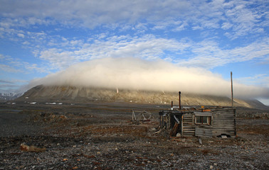 Trapper's hut on Palffyodden, Spitsbergen