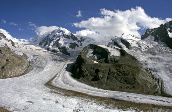Gorner Glacier and Lyskamm in the Alps