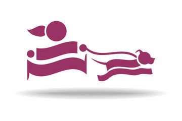 Girl Running with Dog