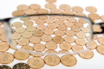 eyeglasses with coins