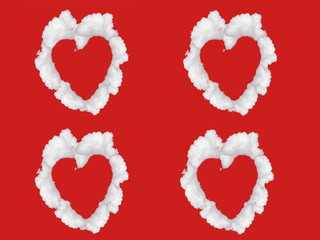 Vier Herzen auf Rot