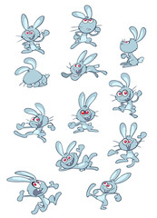 collection of fun blue rabbits