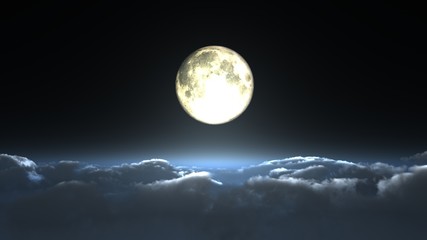 Naklejka na ściany i meble Księżyc nad chmurami