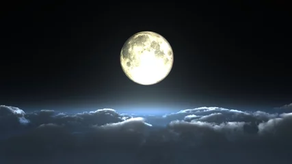 Crédence de cuisine en verre imprimé Pleine Lune arbre Lune sur les nuages