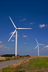 Road between wind power towers