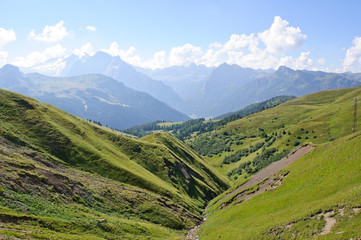 Fototapeta na wymiar View from Sella pass - Dolomites, Italy