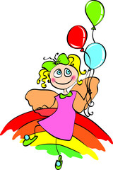 fairy with balloon on rainbow
