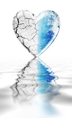 coeur sécheresse eau terre ressource naturelle sauver reflet