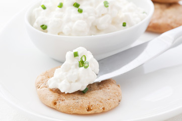 Hüttenkäse auf Cracker