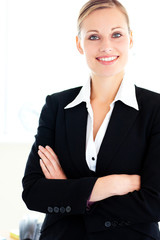 Confident young businesswoman looking at the camera